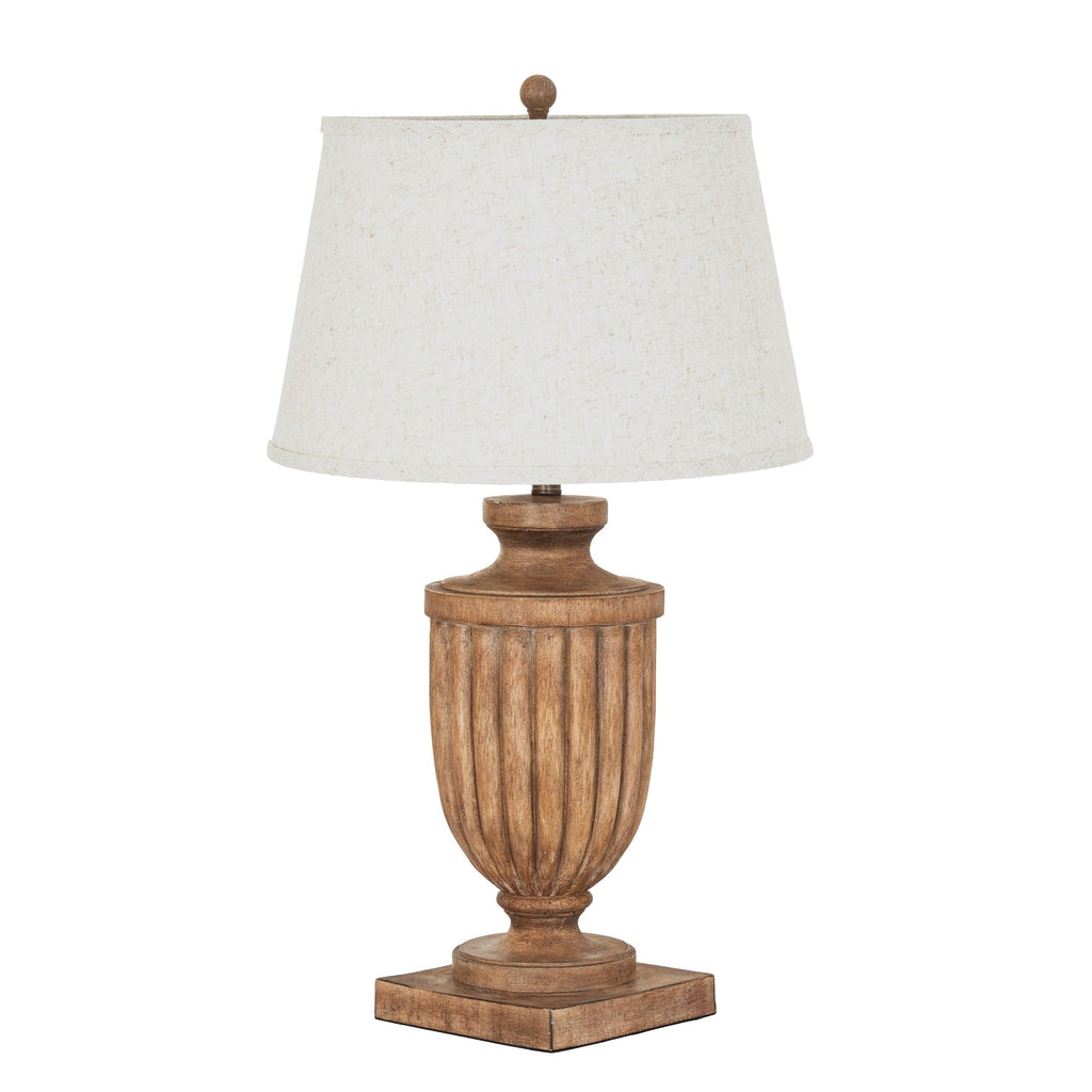 Brown Table Lamp 75cm — Living Room Table Lamp, Linen Shade, Tassora
