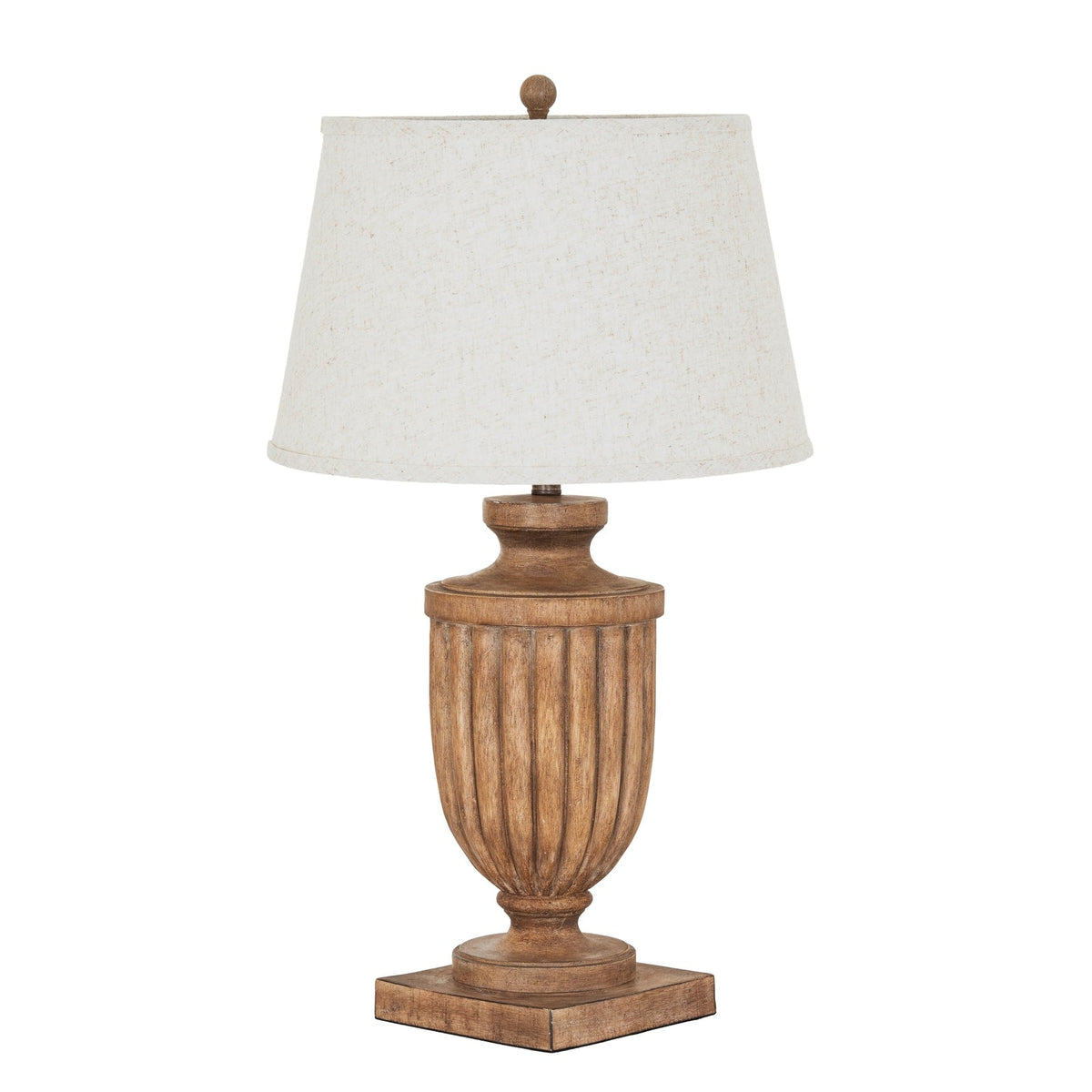 Brown Table Lamp 75cm — Living Room Table Lamp, Linen Shade, Tassora