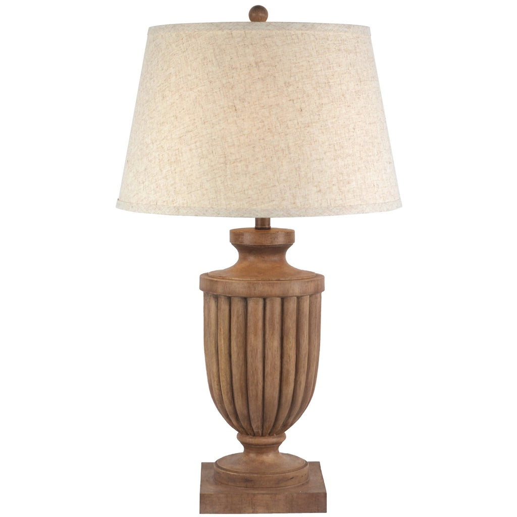 Brown Table Lamp 75cm — Living Room Table Lamp, Linen Shade, Tassora
