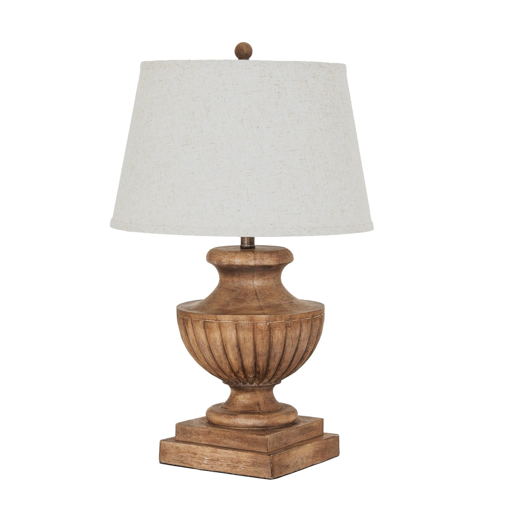 Brown Table Lamp 67cm — Living Room Table Lamp, Linen Shade, Marbelle