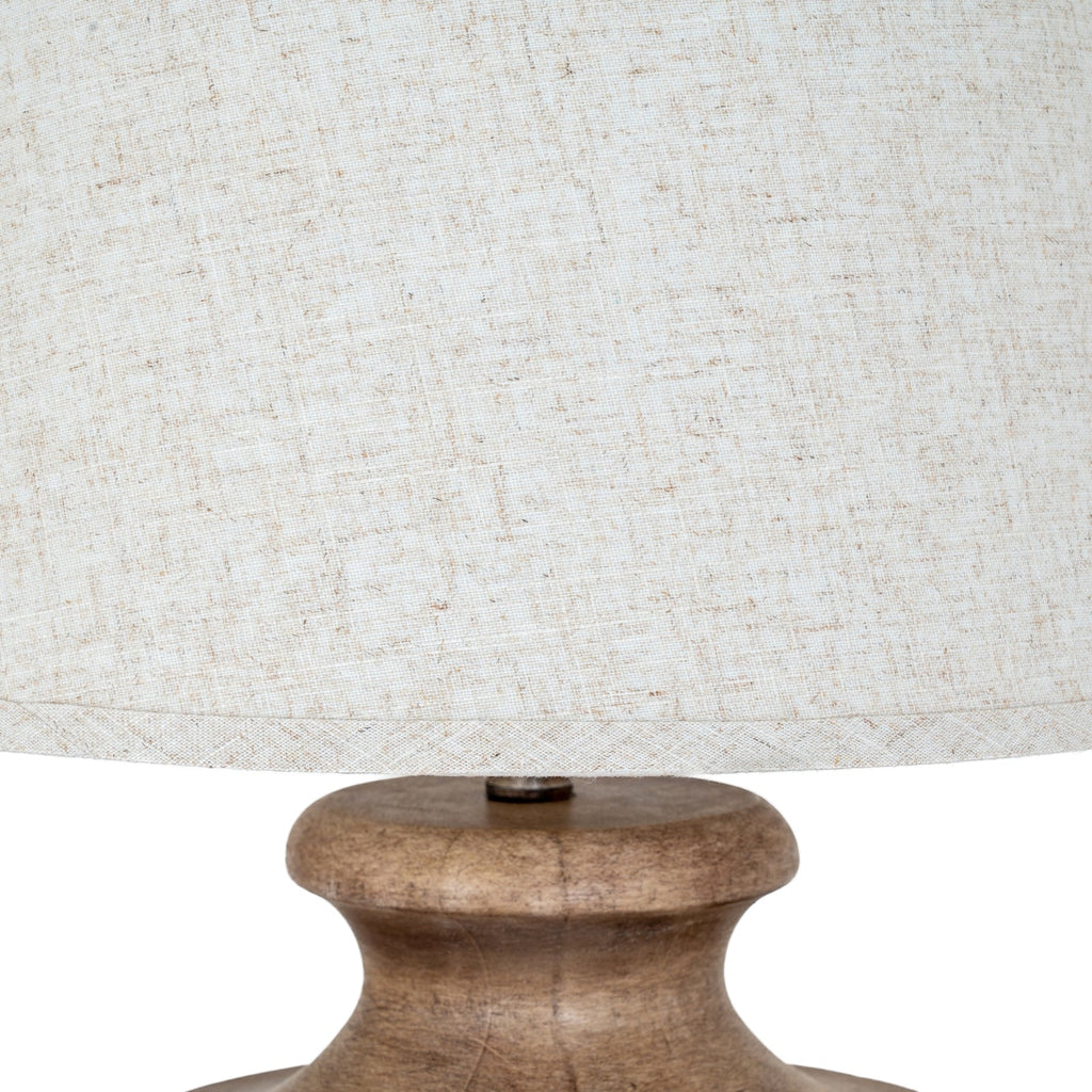 Brown Table Lamp 67cm — Living Room Table Lamp, Linen Shade, Marbelle