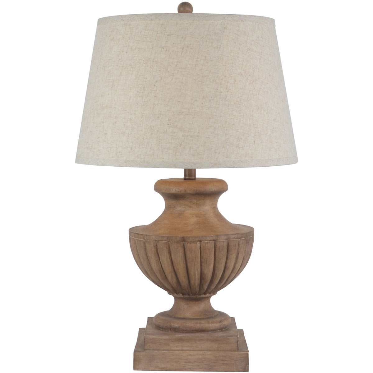 Brown Table Lamp 67cm — Living Room Table Lamp, Linen Shade, Marbelle