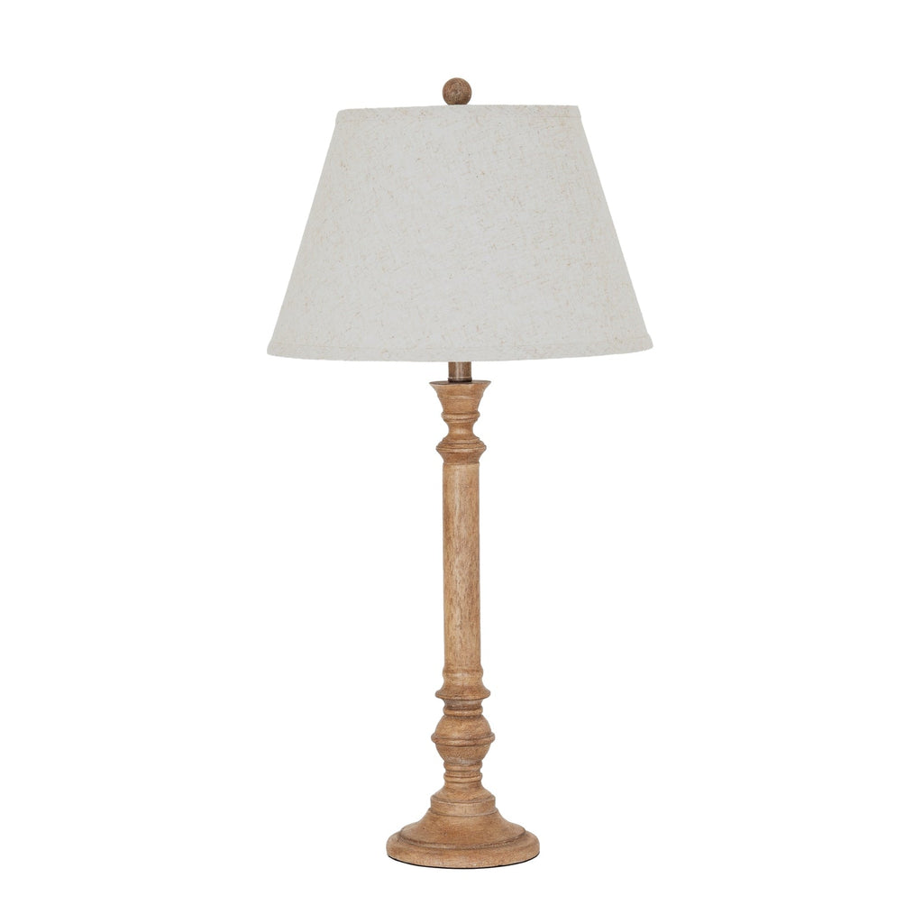 Brown Table Lamp 79cm — Living Room Table Lamp, Linen Shade, Solenne