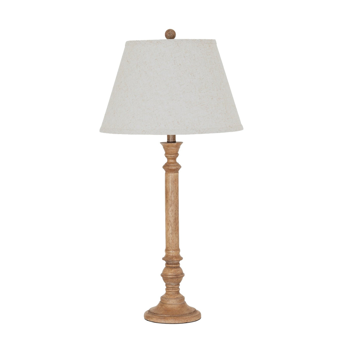 Brown Table Lamp 79cm — Living Room Table Lamp, Linen Shade, Solenne