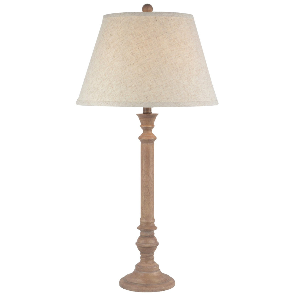 Brown Table Lamp 79cm — Living Room Table Lamp, Linen Shade, Solenne