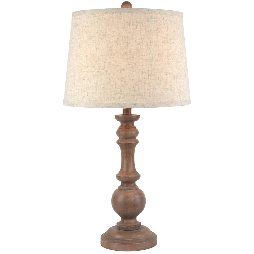 Brown Table Lamp 70cm — Living Room Table Lamp, Linen Shade, Seraphia