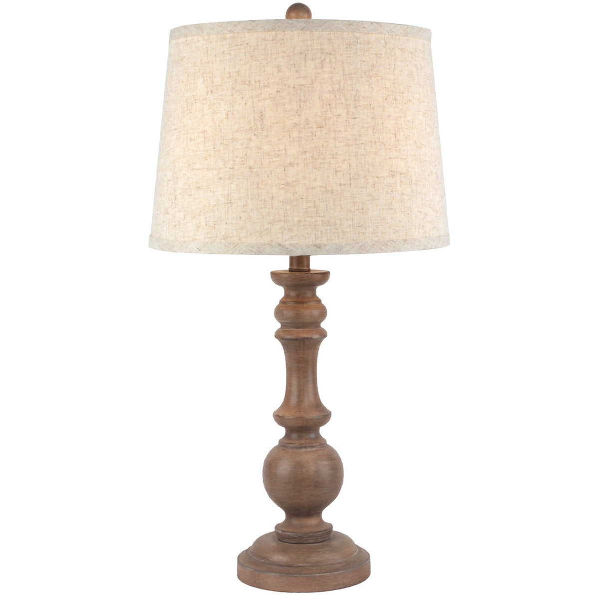 Brown Table Lamp 70cm — Living Room Table Lamp, Linen Shade, Seraphia