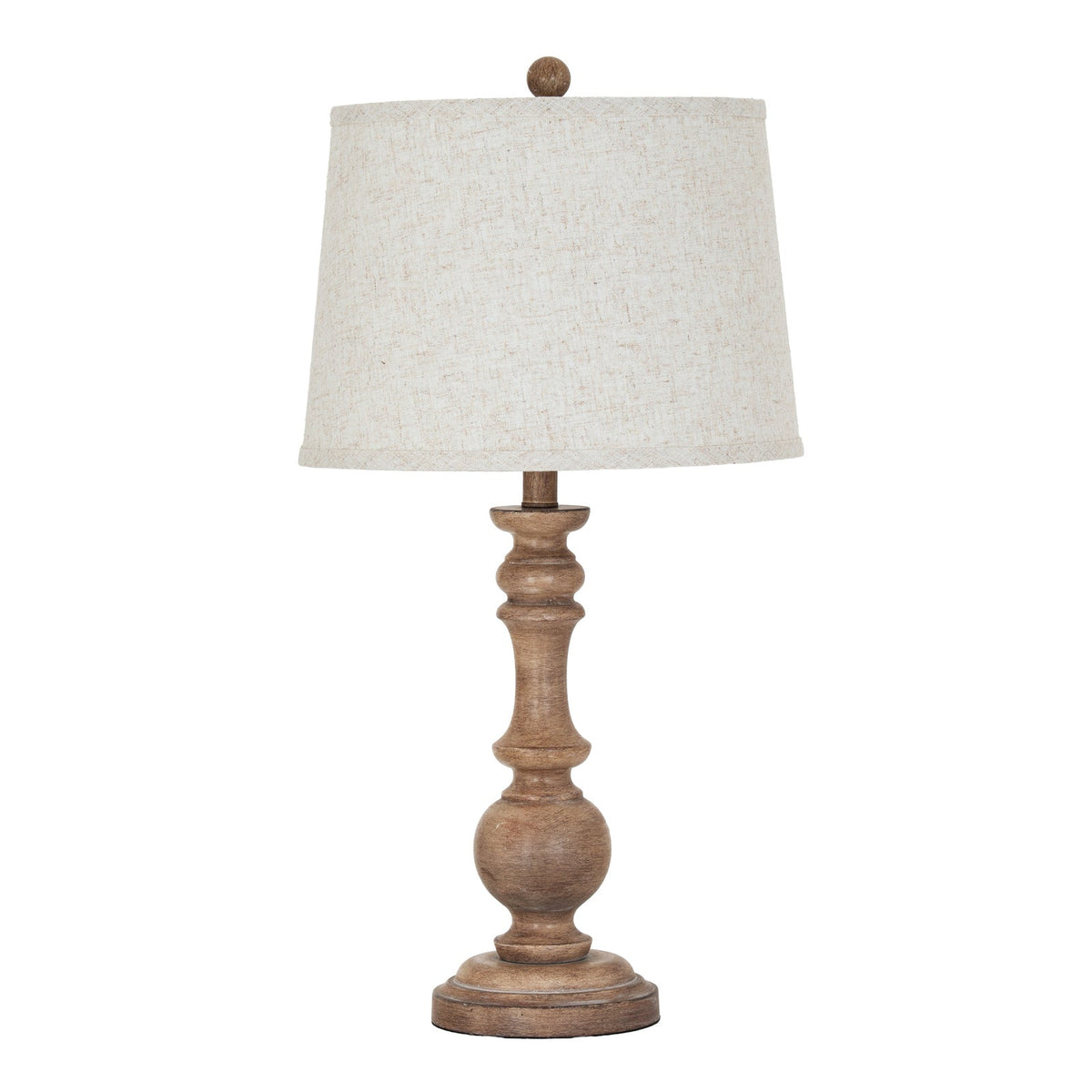 Brown Table Lamp 70cm — Living Room Table Lamp, Linen Shade, Seraphia