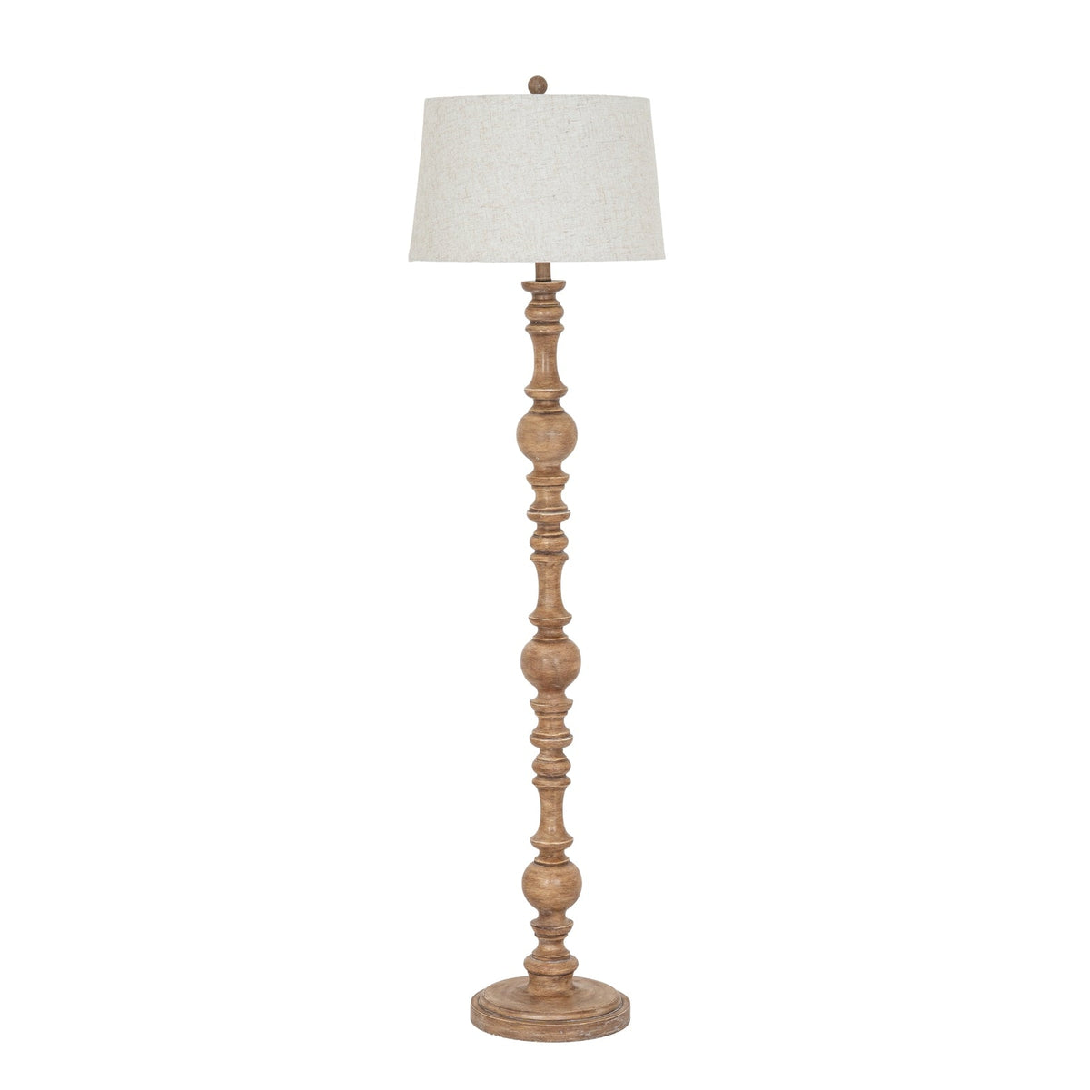 Brown Floor Lamp 154cm — Living Room Floor Lamp, Linen Shade, Seraphia