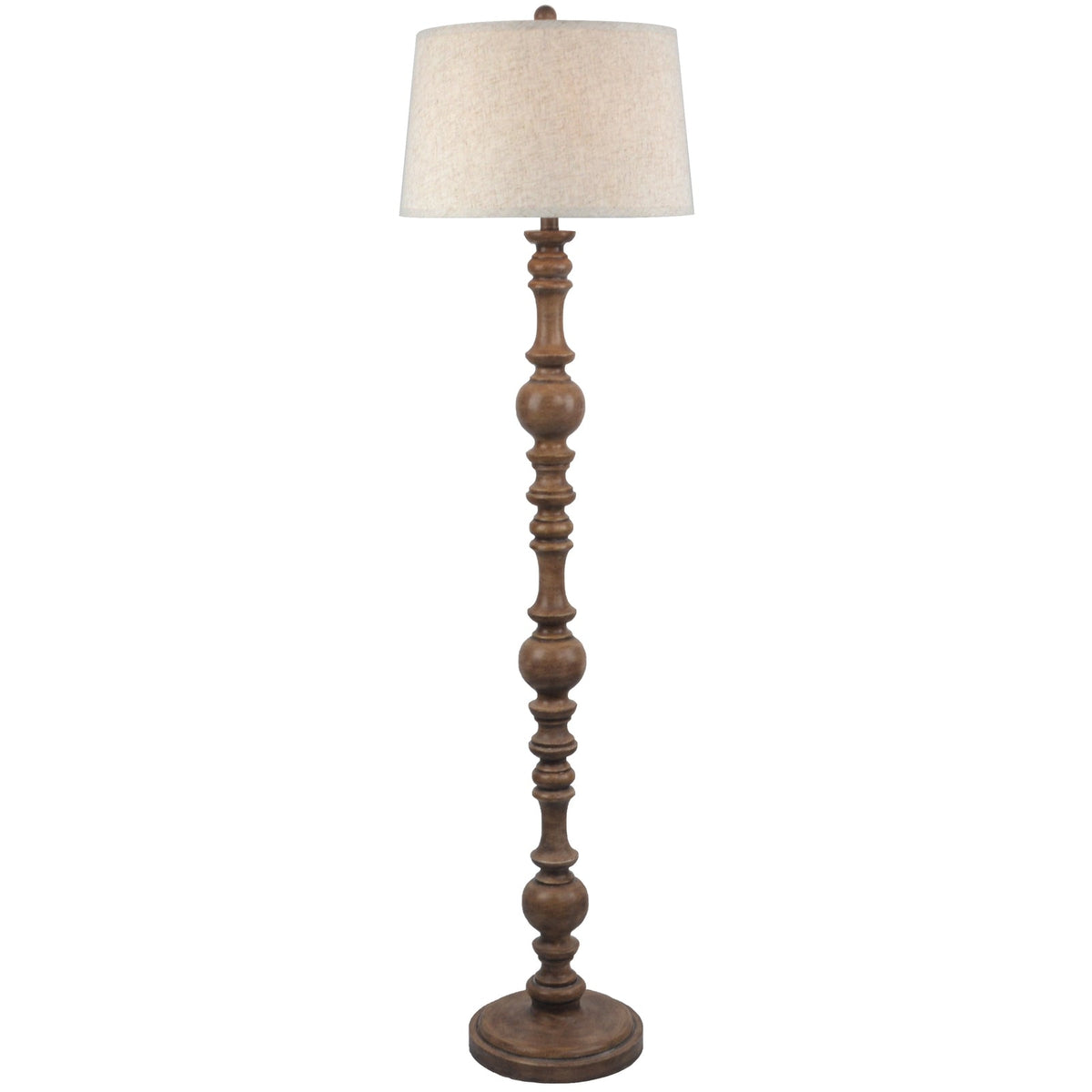 Brown Floor Lamp 154cm — Living Room Floor Lamp, Linen Shade, Seraphia