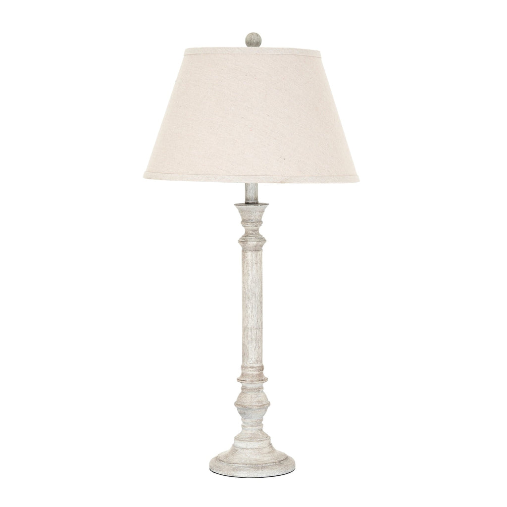 White Table Lamp 79cm — Living Room Table Lamp, Linen Shade, Liora