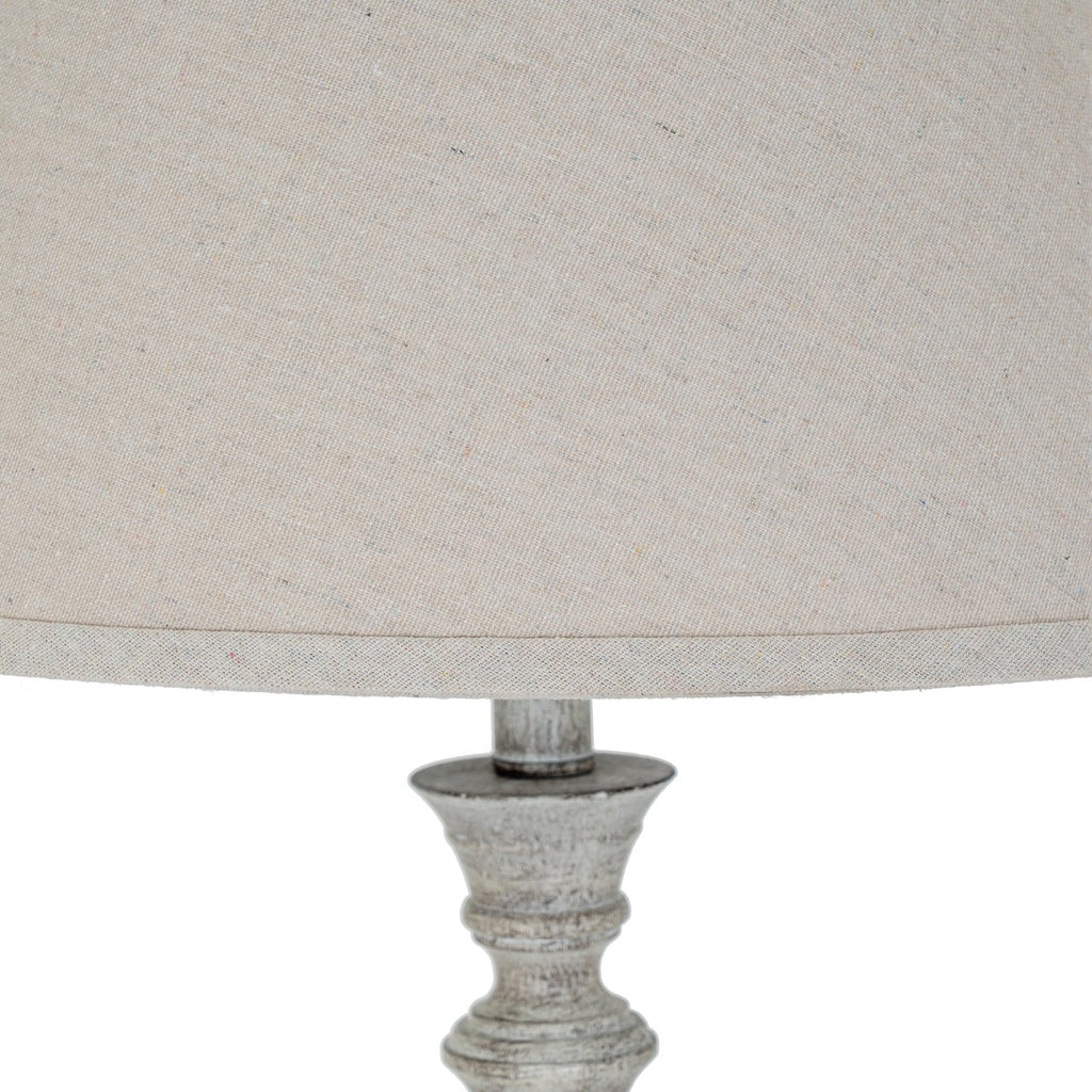 White Table Lamp 79cm — Living Room Table Lamp, Linen Shade, Liora