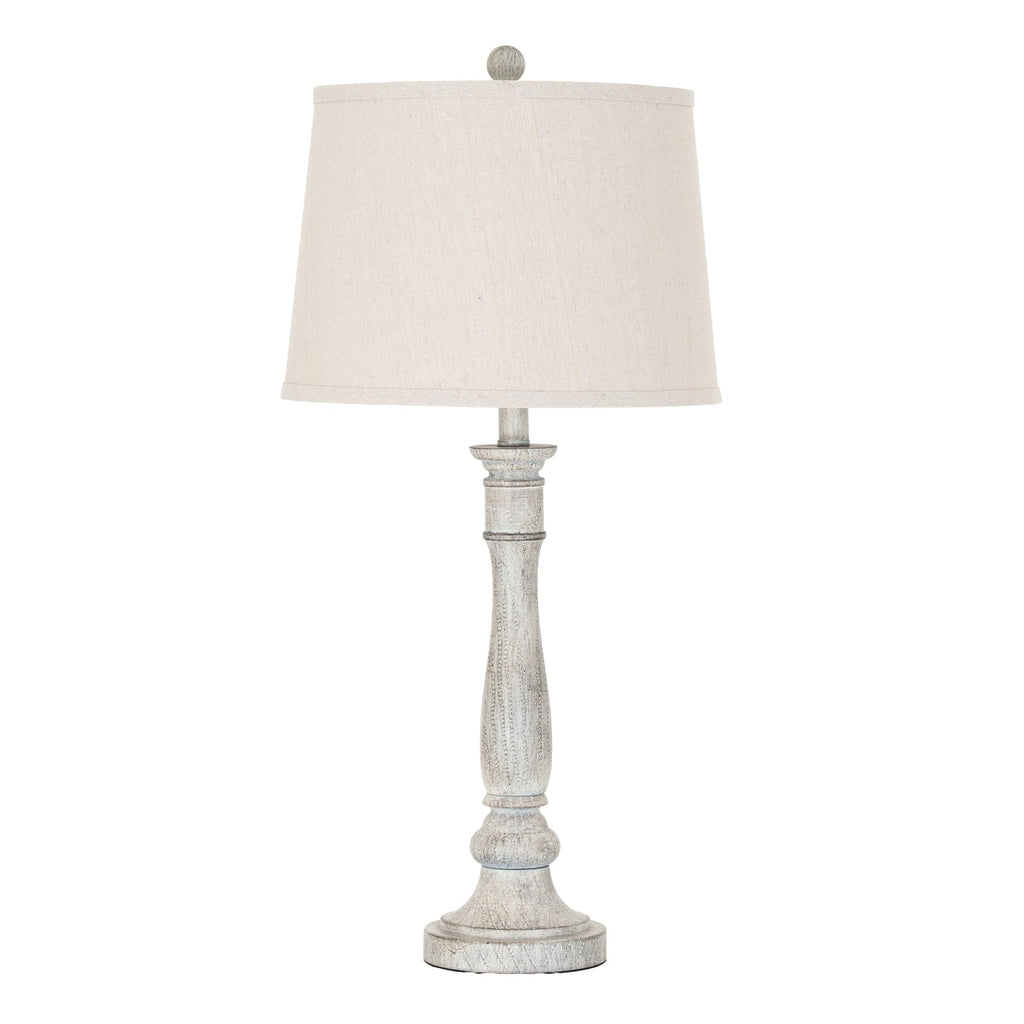White Table Lamp 74cm — Living Room Table Lamp, Linen Shade, Stella