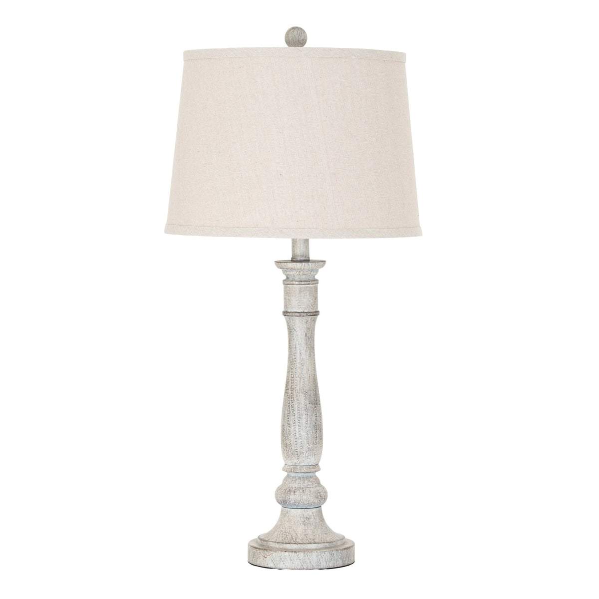 White Table Lamp 74cm — Living Room Table Lamp, Linen Shade, Stella