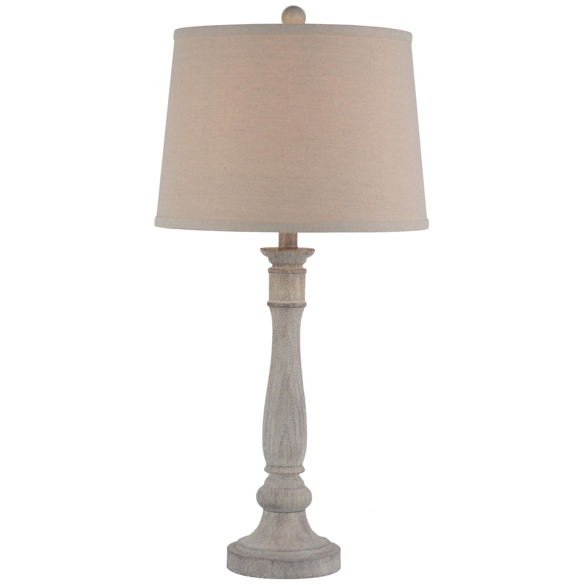 White Table Lamp 74cm — Living Room Table Lamp, Linen Shade, Stella