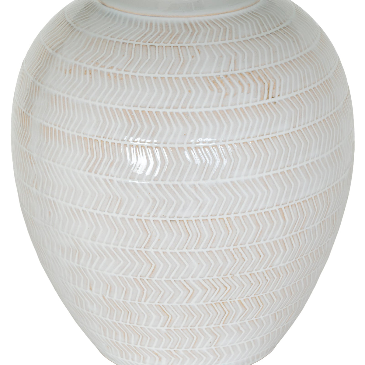 White Ceramic Table Lamp 63cm — Living Room Table Lamp, Chevronne