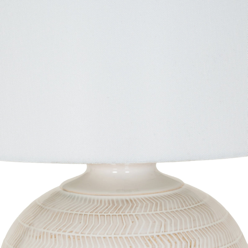 White Ceramic Table Lamp 63cm — Living Room Table Lamp, Chevronne