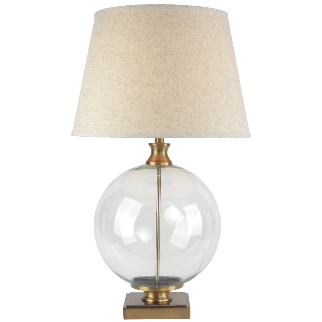 Brass Glass Table Lamp 79cm — Living Room Table Lamp, Lunel Orb