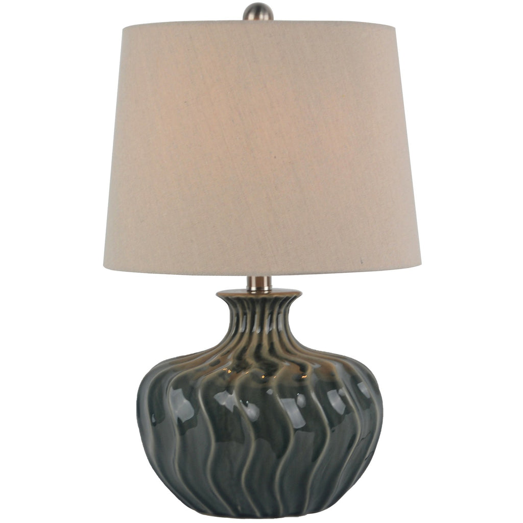 Veyla Ceramic Table Lamp With Linen Shade — table lamp