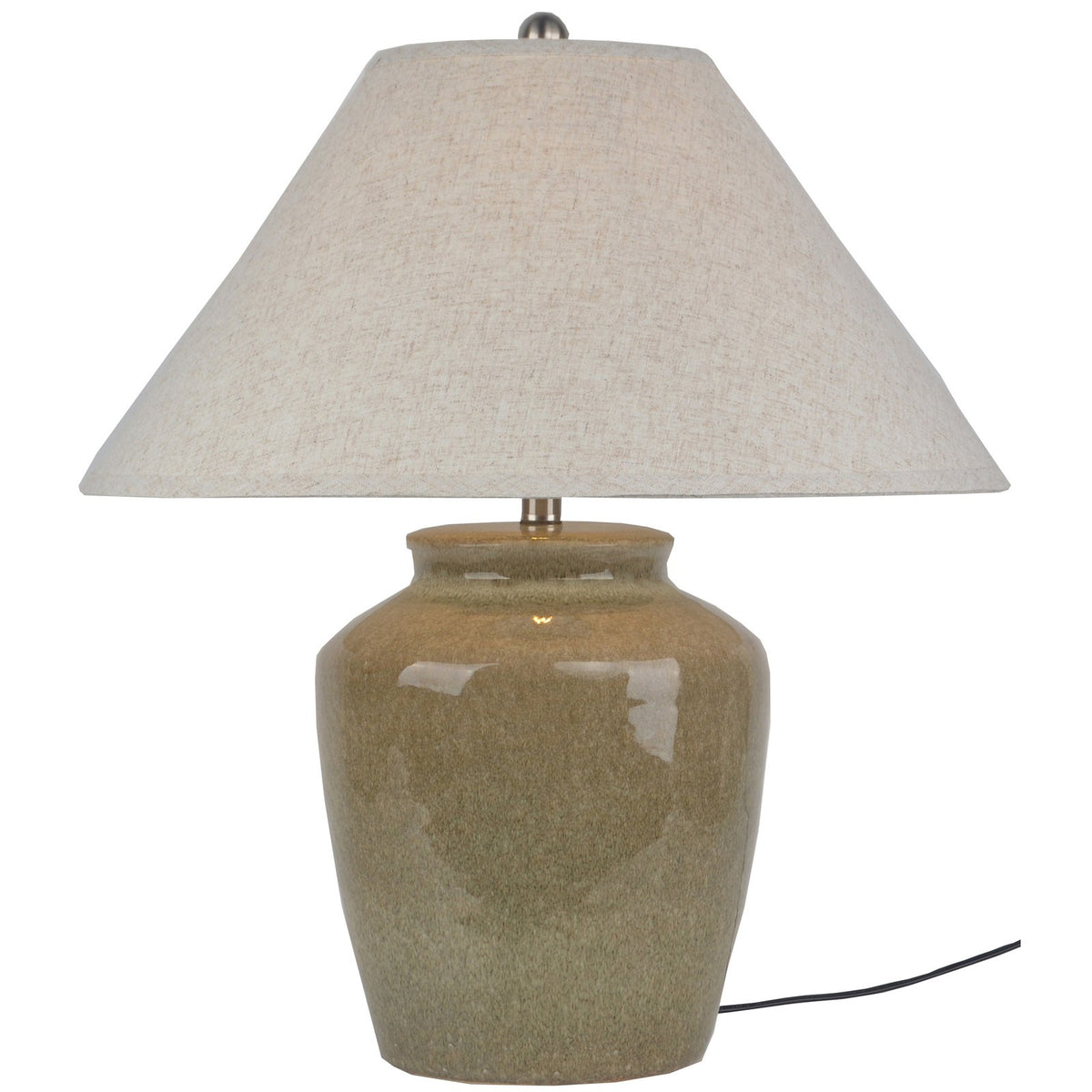 Mottura Ceramic Table Lamp With Edged Linen Shade — table lamp