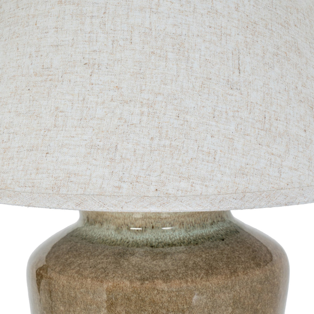 Mottura Ceramic Table Lamp With Edged Linen Shade — table lamp