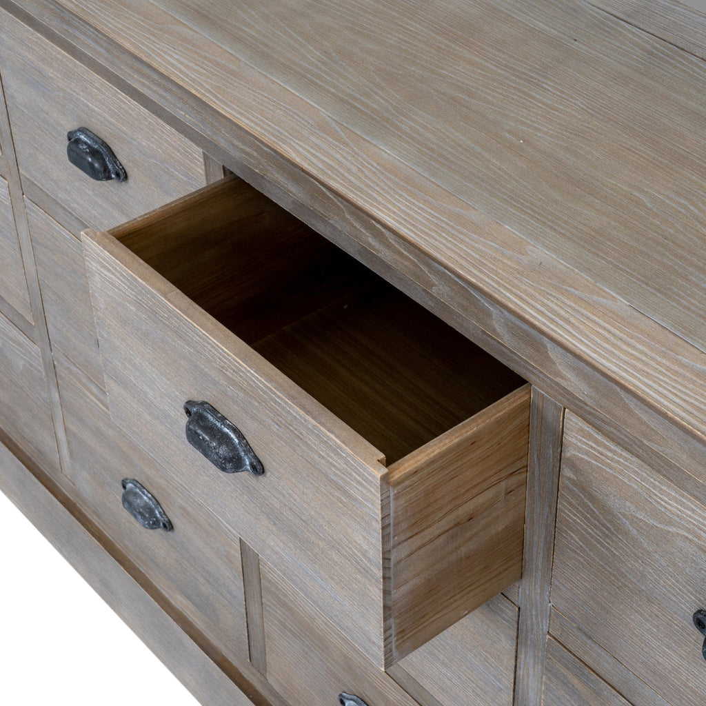 Large 12 Drawer Apothecary Chest 170cm - Shallow 40cm Depth, Whitewashed | Haldon