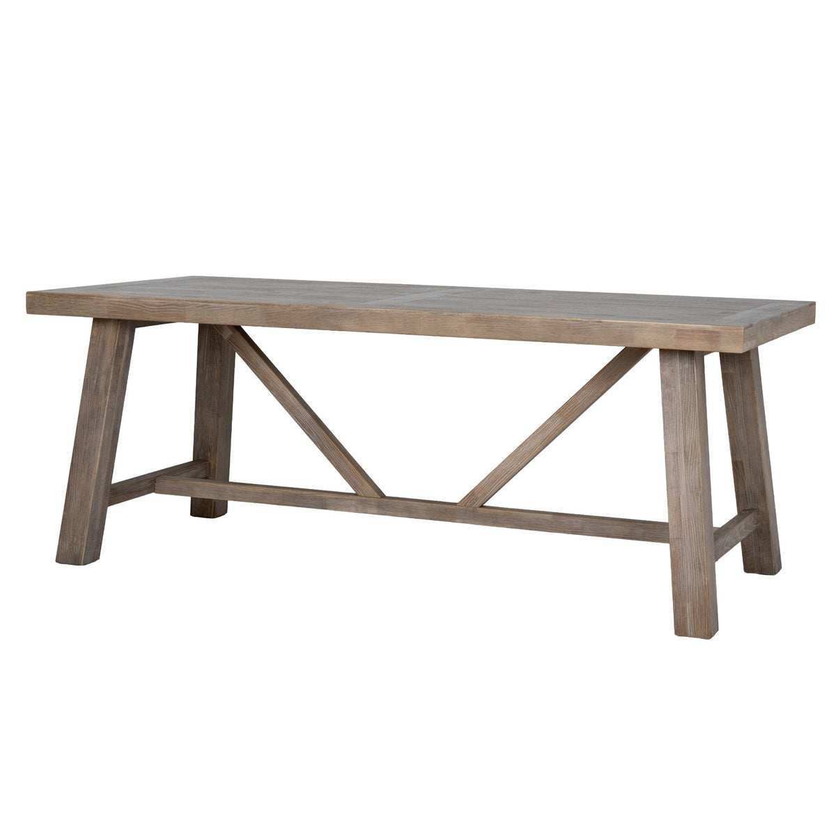 6-8 Seater Farmhouse Dining Table 200cm - Whitewashed Trestle Base | Haldon