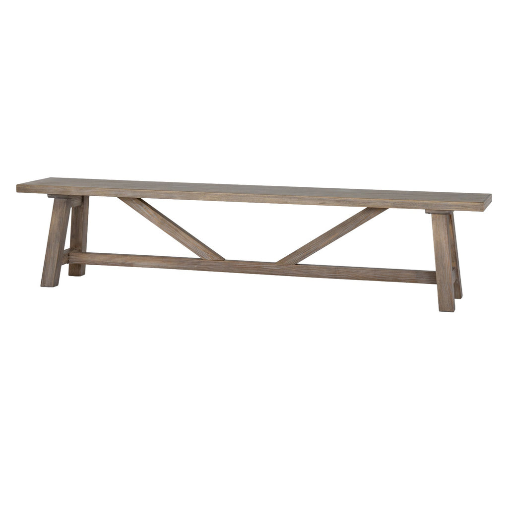 200cm Farmhouse Dining Bench - Kitchen Table Bench Seat, Whitewashed | Haldon