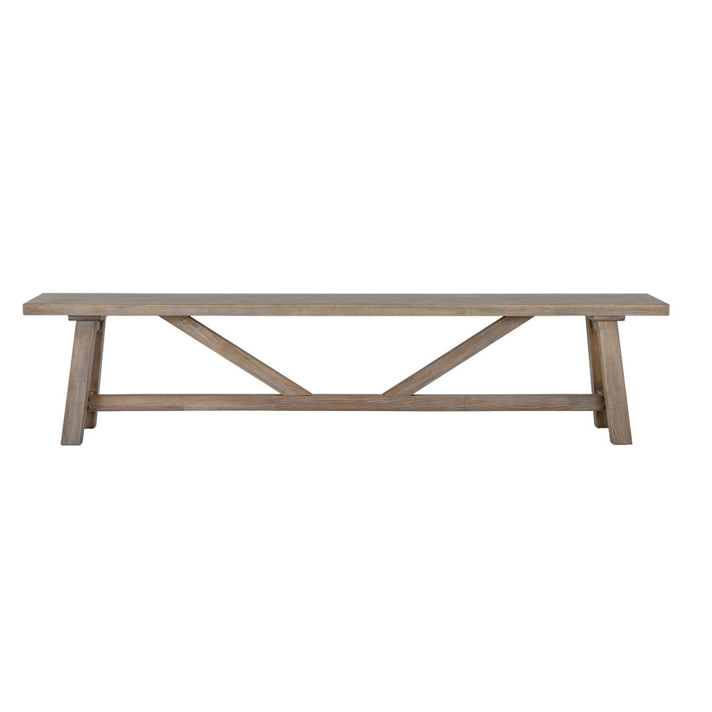 200cm Farmhouse Dining Bench - Kitchen Table Bench Seat, Whitewashed | Haldon