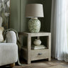 Whitewashed Side Table 50cm — 1 Drawer Living Room Side Table, Lamp Table with Shelf, Wood, 60cm Tall
