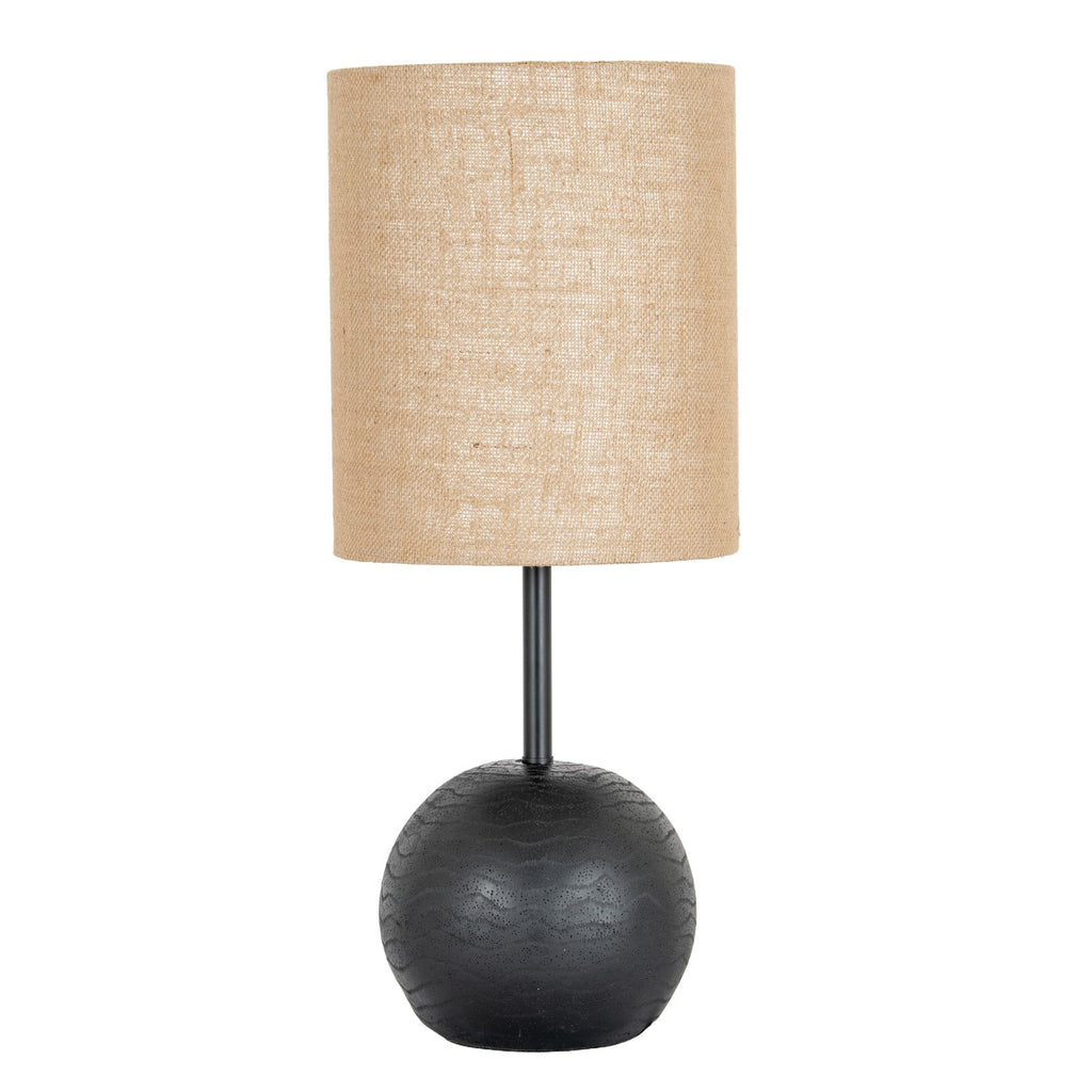 Cannon Table Lamp with Hessian Shade, Black