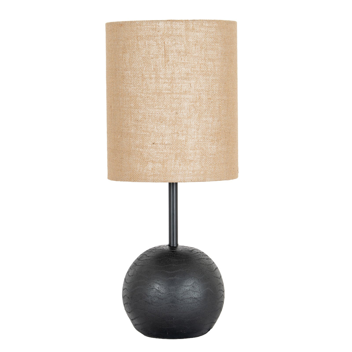 Cannon Table Lamp with Hessian Shade, Black