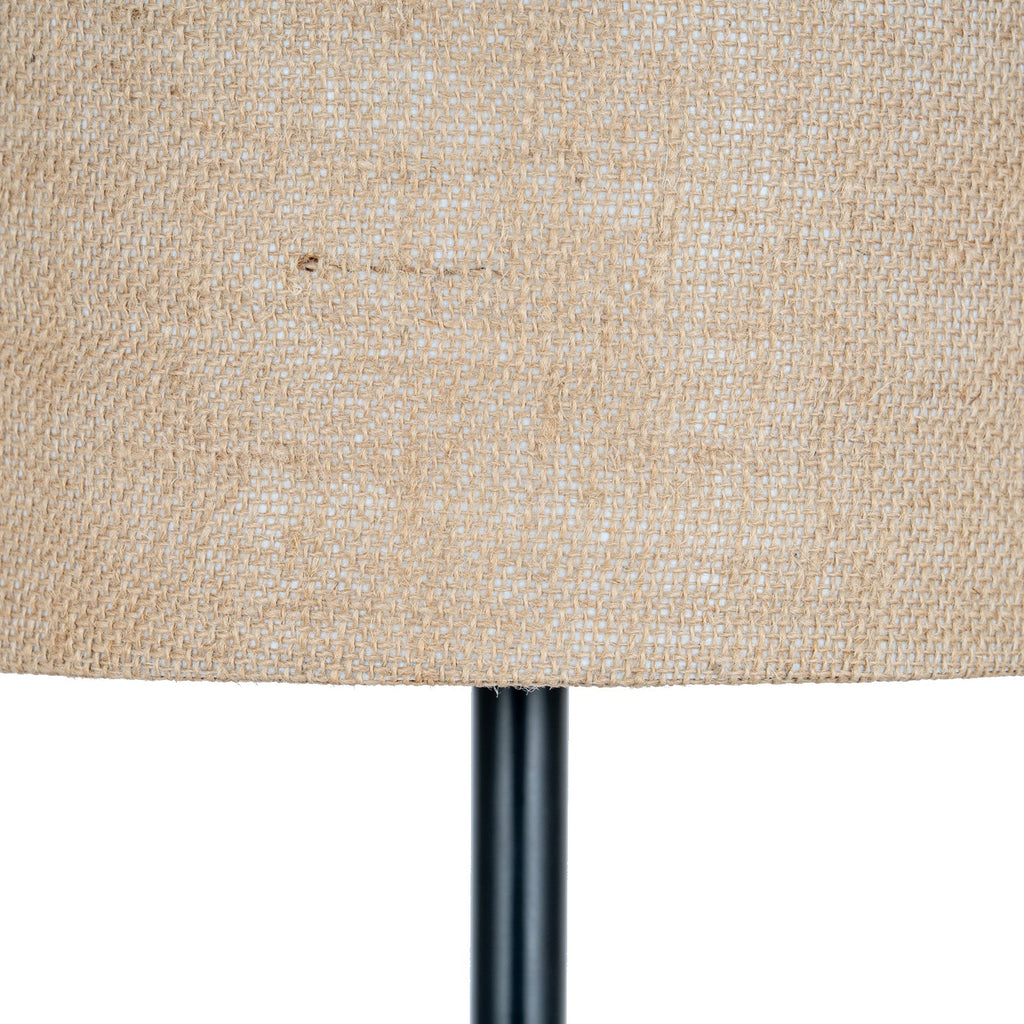 Cannon Table Lamp with Hessian Shade, Black