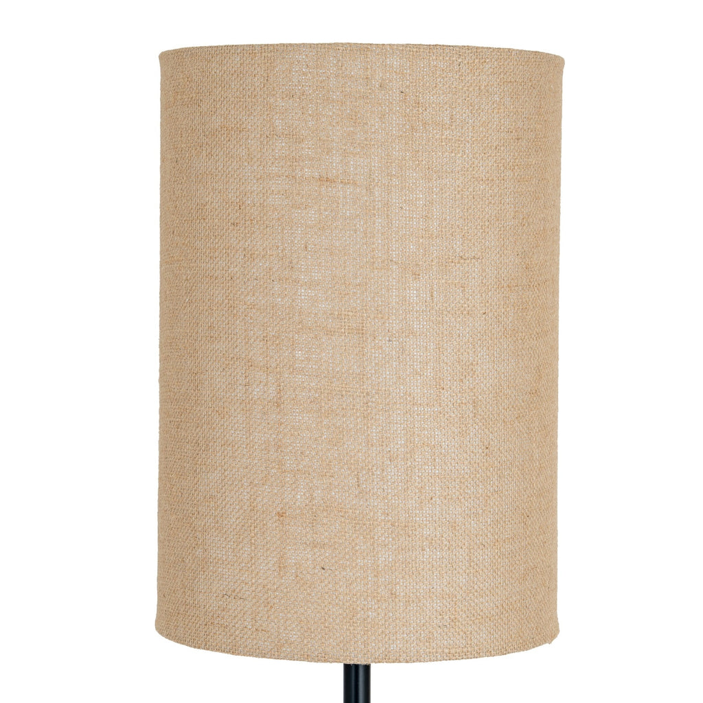 Cannon Floor Lamp with Hessian Shade, Black