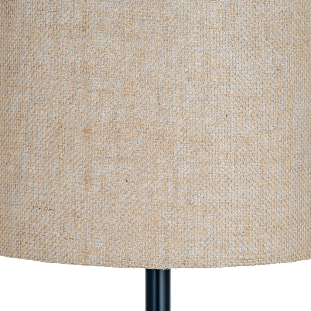 Cannon Floor Lamp with Hessian Shade, Black