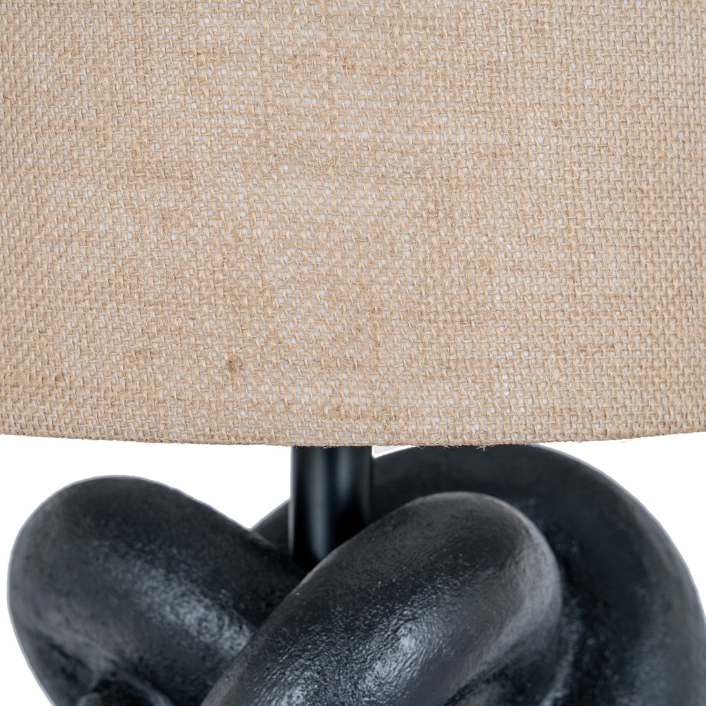 Black Metal Table Lamp 51cm — Living Room Table Lamp, Hessian Shade, Knot