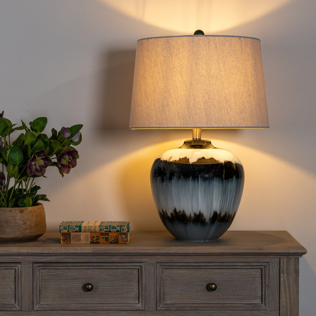 Midnight Shadows Table Lamp With Linen Shade — table lamp