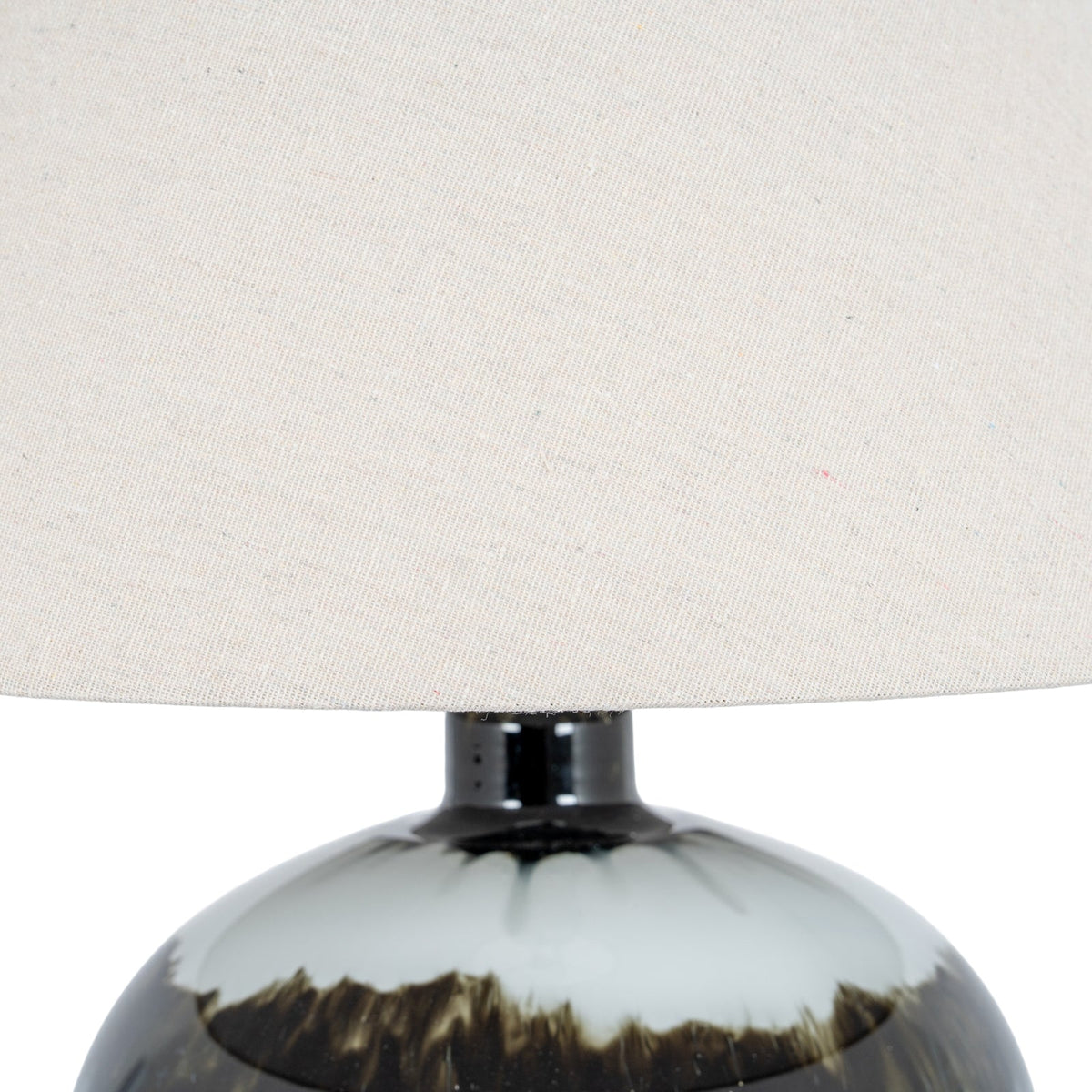 Black Glass Table Lamp 54cm — Living Room Table Lamp, Linen Shade, Midnight Shadows