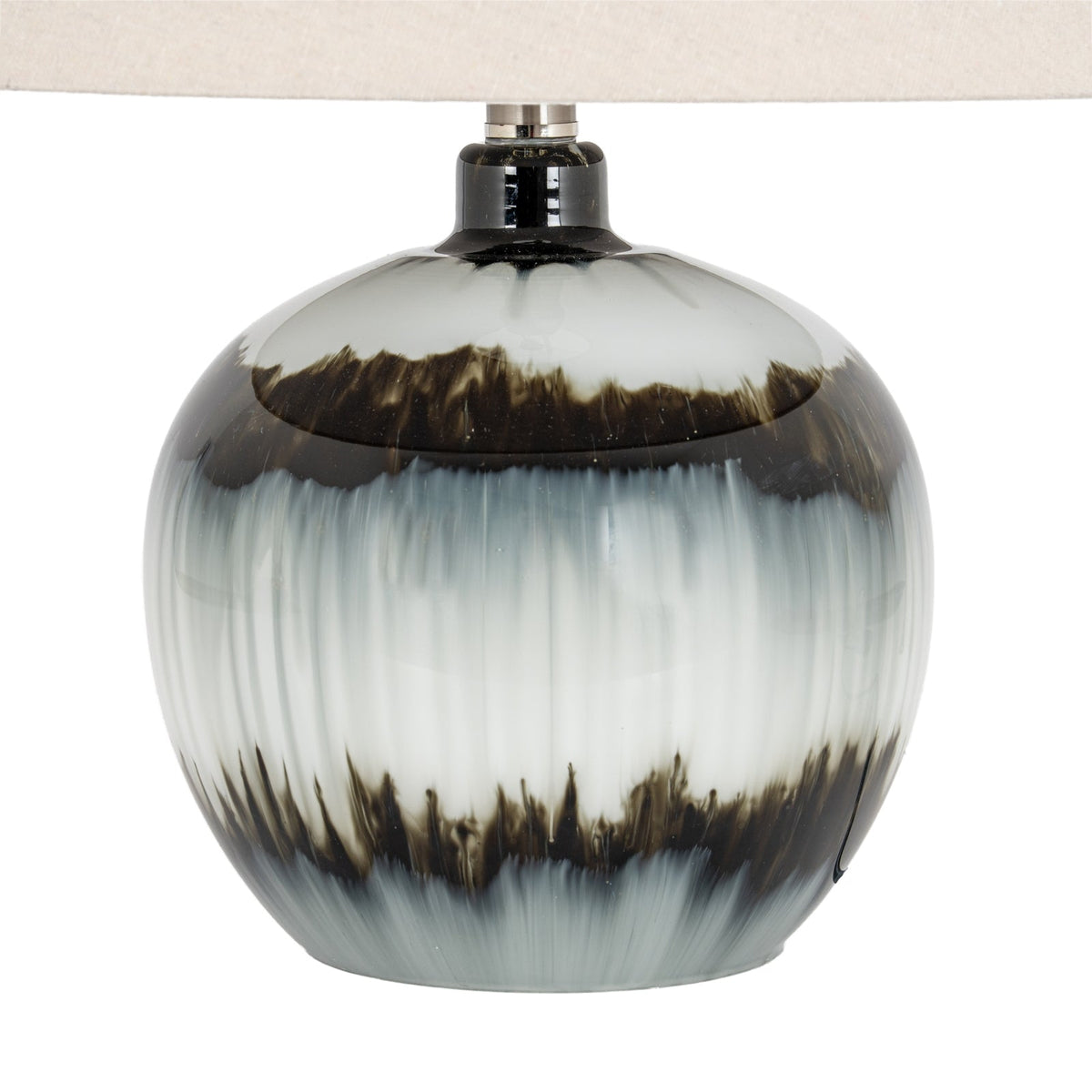 Black Glass Table Lamp 54cm — Living Room Table Lamp, Linen Shade, Midnight Shadows