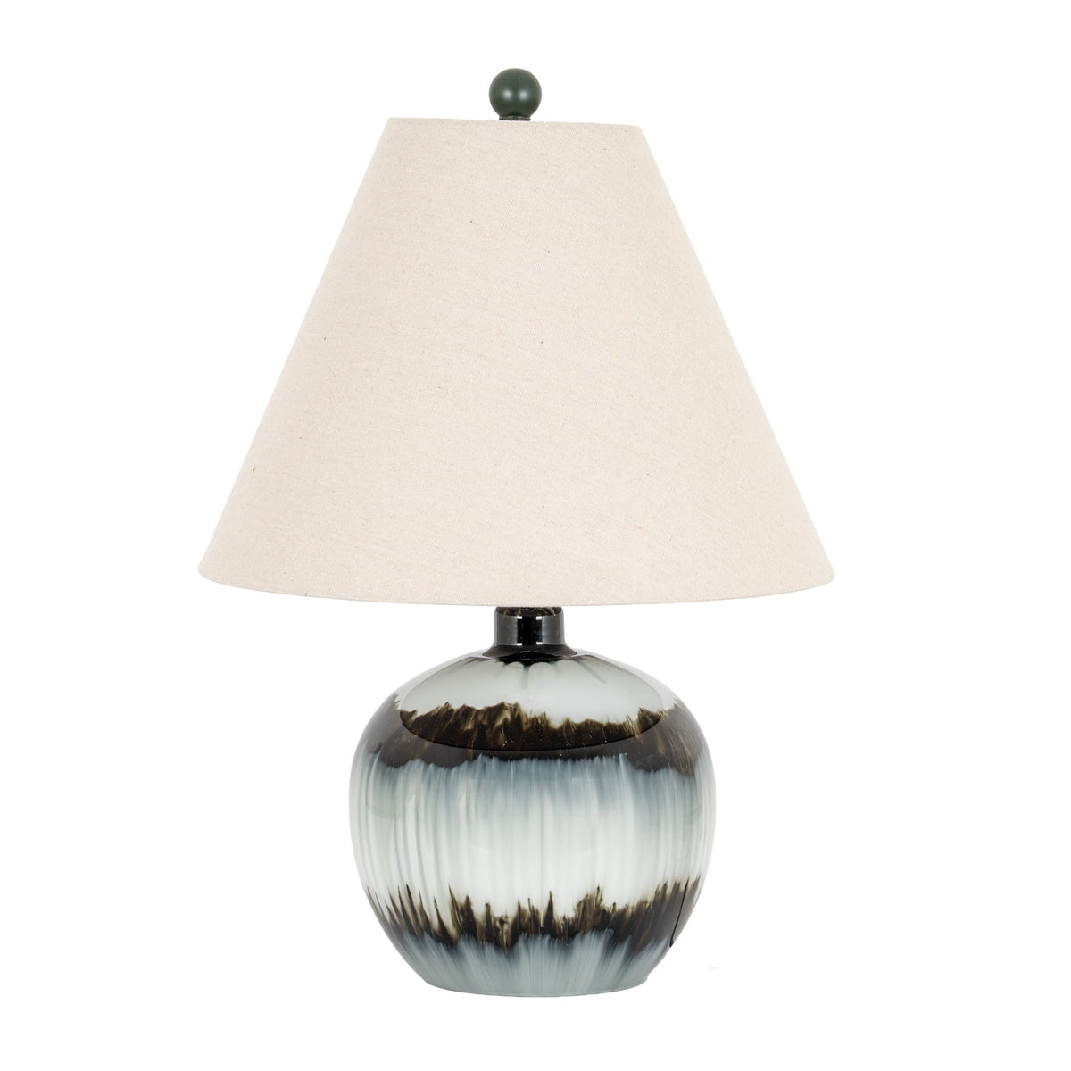 Black Glass Table Lamp 54cm — Living Room Table Lamp, Linen Shade, Midnight Shadows
