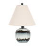 Black Glass Table Lamp 54cm — Living Room Table Lamp, Linen Shade, Midnight Shadows