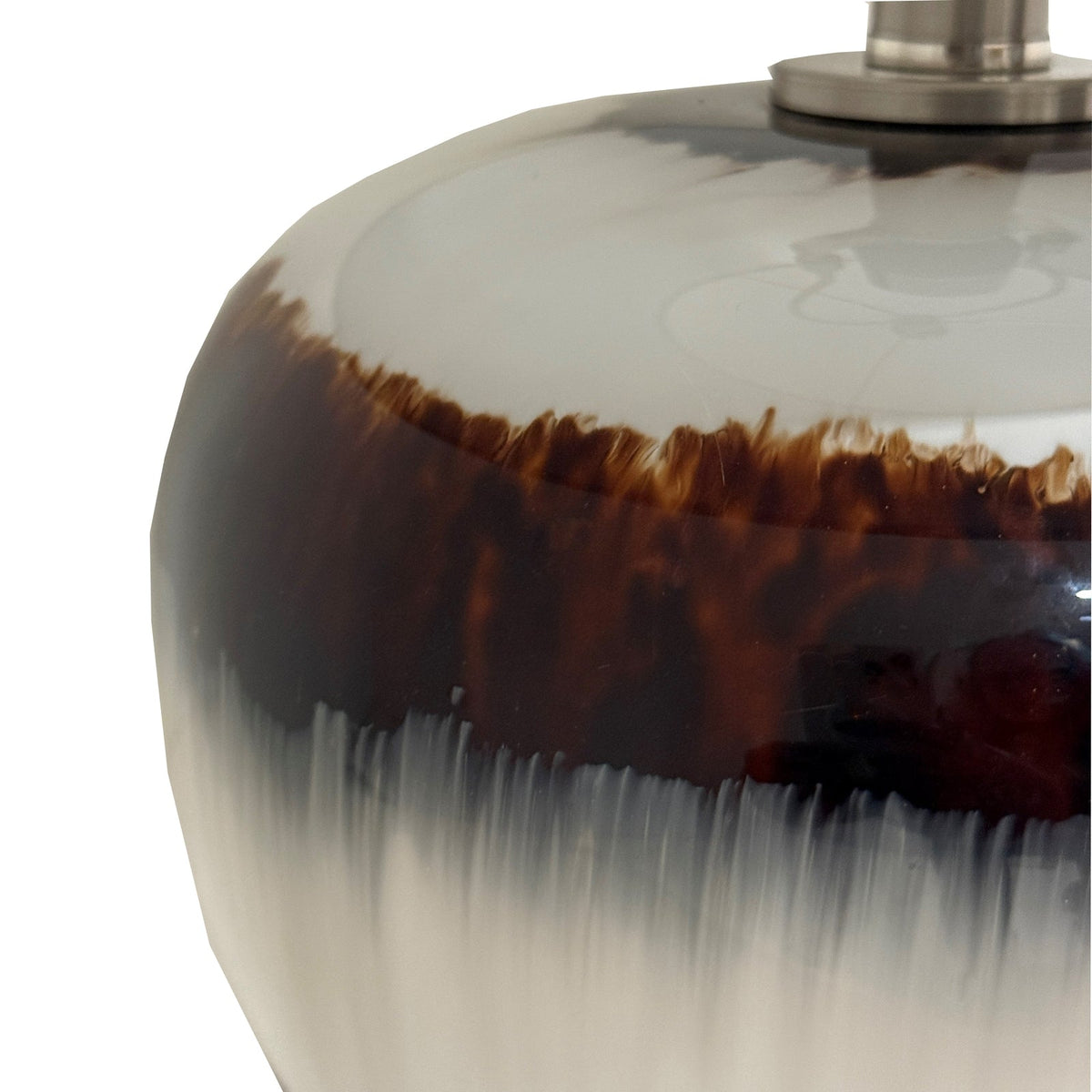 Brown Metal Table Lamp 56cm — Living Room Table Lamp, Linen Shade, Sepia Shadows