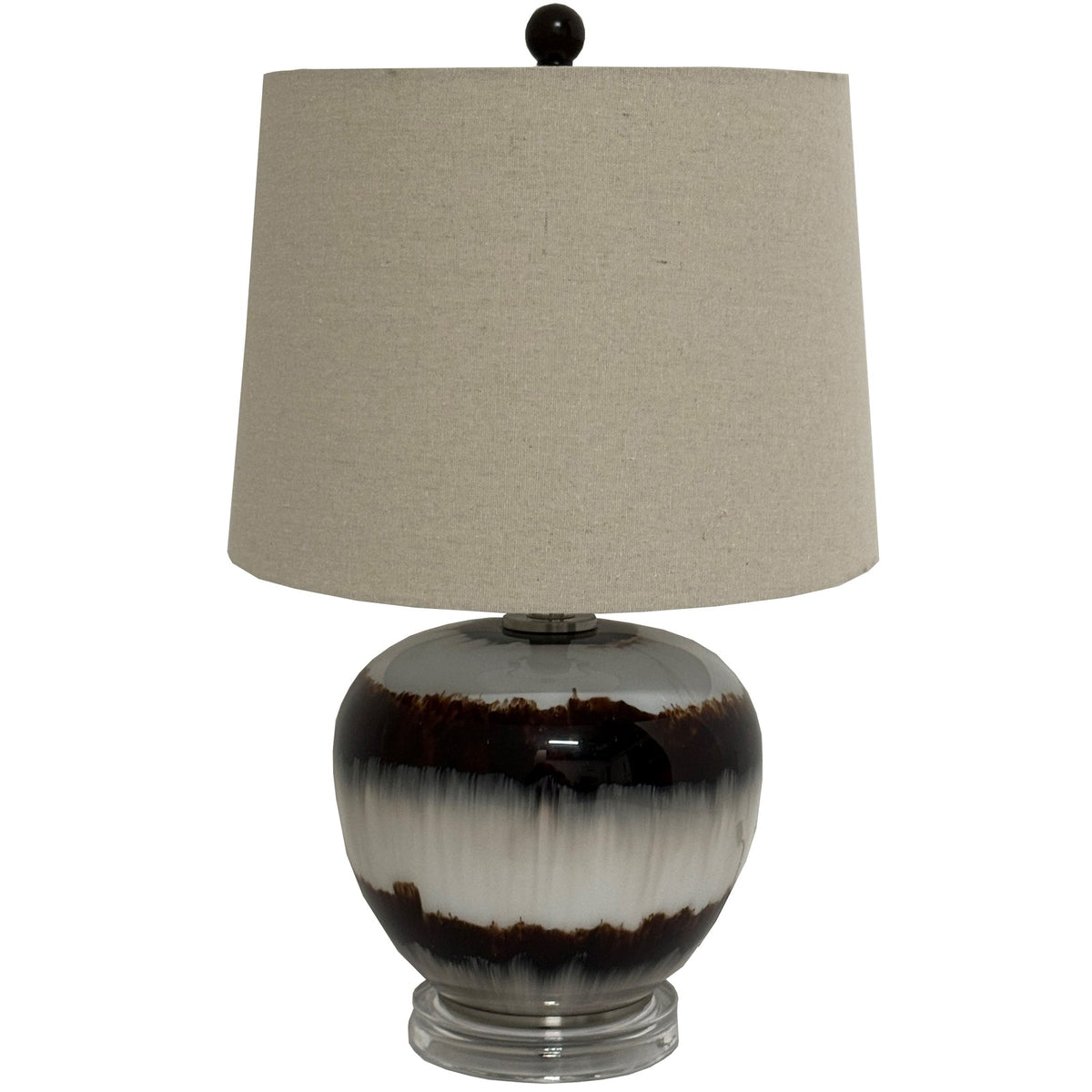 Brown Metal Table Lamp 56cm — Living Room Table Lamp, Linen Shade, Sepia Shadows