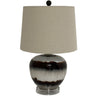 Brown Metal Table Lamp 56cm — Living Room Table Lamp, Linen Shade, Sepia Shadows