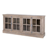 Large Glazed Sideboard 180cm - 4 Glass Door Display Cabinet, Whitewashed | Haldon