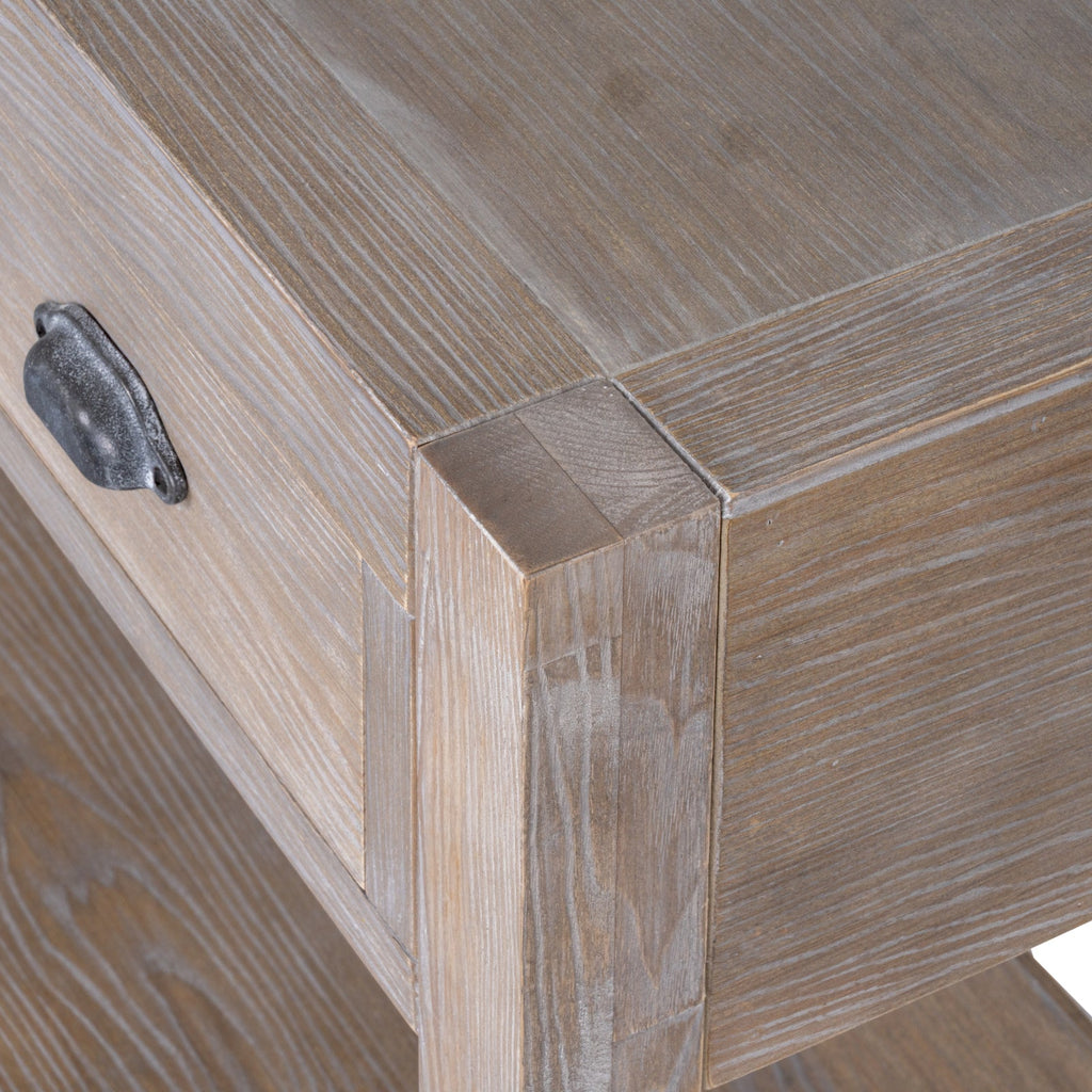 Whitewashed Console Table 120cm — 3 Drawer Hallway Table, Tall, Wood