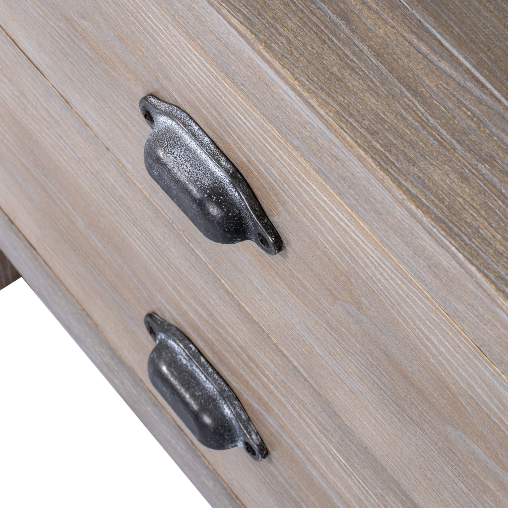 Whitewashed Bedside Table 55cm — 2 Drawer Bedside Nightstand, Wood, 53cm Tall