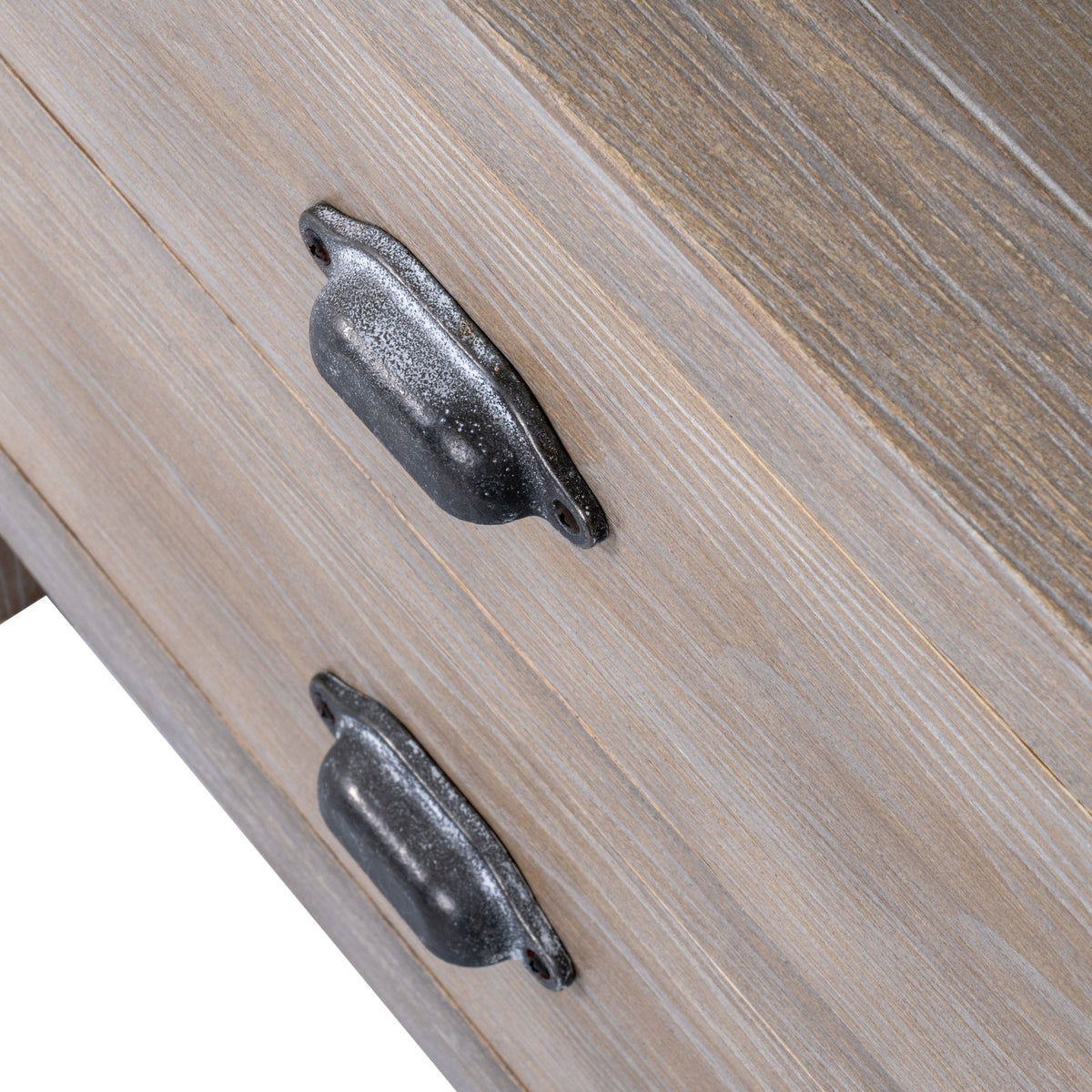 Whitewashed Bedside Table 55cm — 2 Drawer Bedside Nightstand, Wood, 53cm Tall