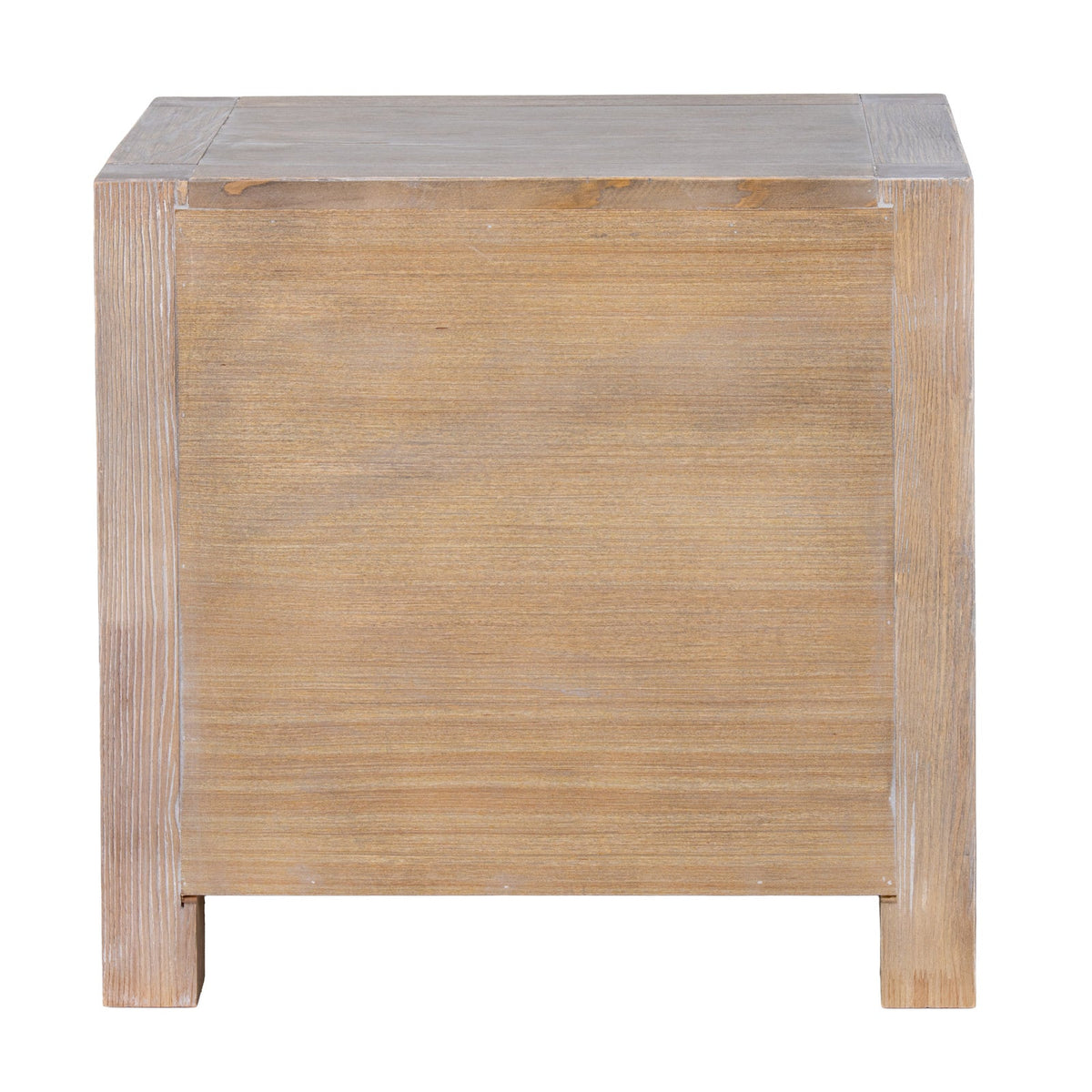 Whitewashed Bedside Table 55cm — 2 Drawer Bedside Nightstand, Wood, 53cm Tall