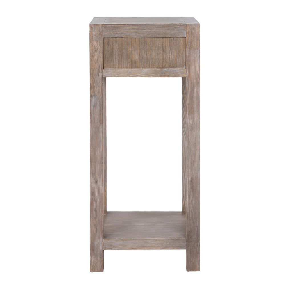 Whitewashed Side Table 35cm — 1 Drawer Living Room Side Table, Lamp Table, Wood, 70cm Tall